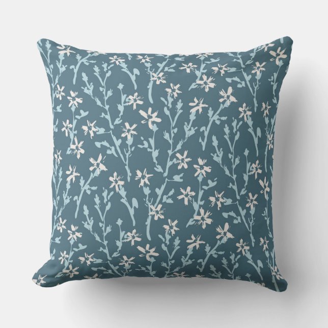 Retro floral pattern in boho style. Japanes sakura Cushion (Front)