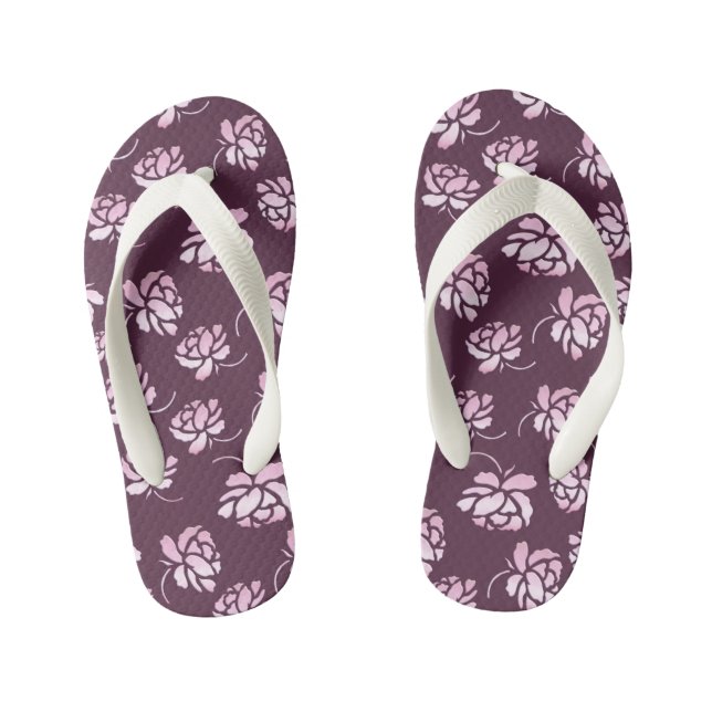 Retro floral pattern kid's thongs (Footbed)