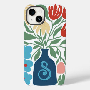 Retro Floral Pattern Monogram Initial Case-Mate iPhone 14 Case