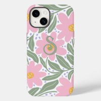 Retro Floral Pattern Monogram Initial