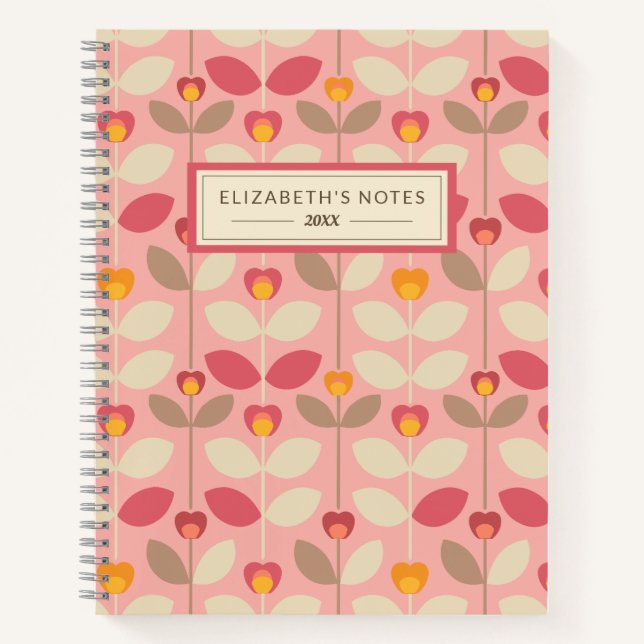 Retro Floral Pattern Monogram Journal (Front)