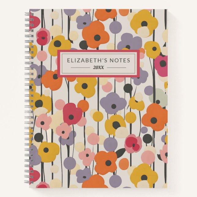 Retro Floral Pattern Monogram Journal (Front)