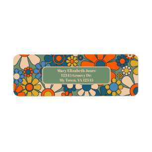 Retro Floral Pattern Return Address Label