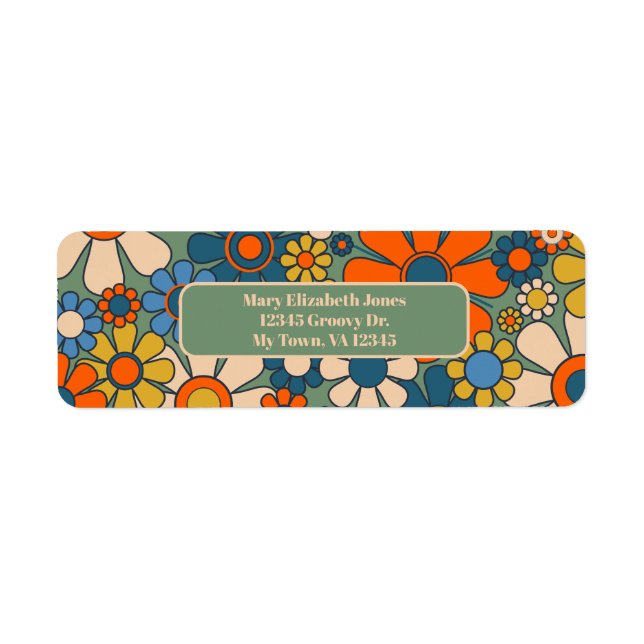 Retro Floral Pattern Return Address Label (Front)