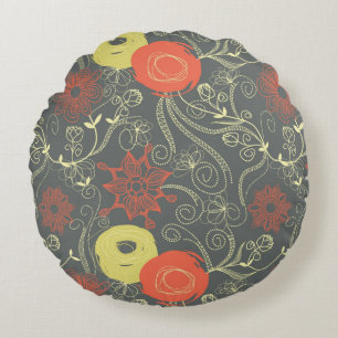 Retro floral pattern round cushion