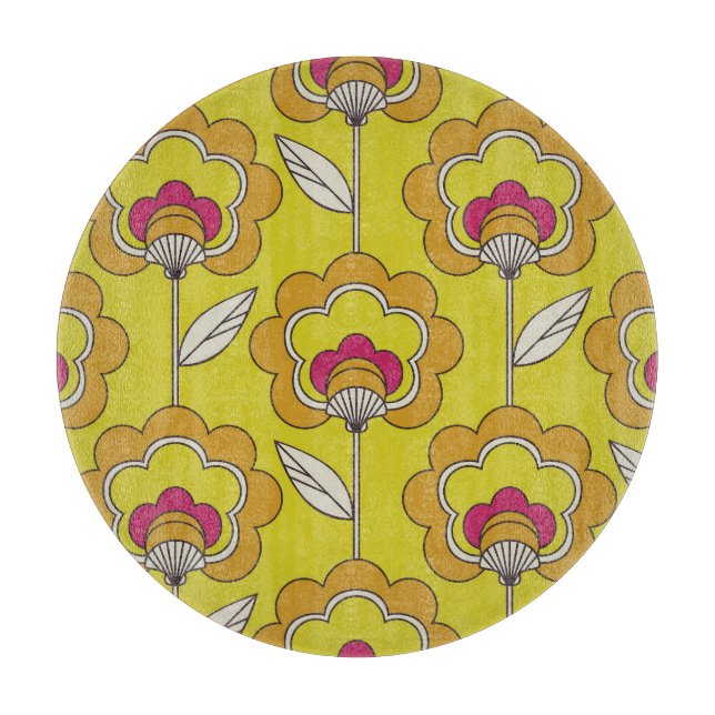 Retro floral pattern, seamless design. cutting board (Front)