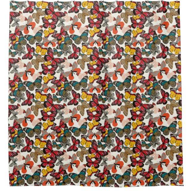 Retro floral pattern shower curtain (Front)