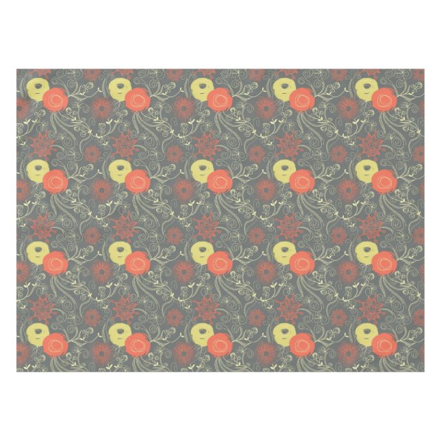 Retro floral pattern tablecloth (Front (Horizontal))