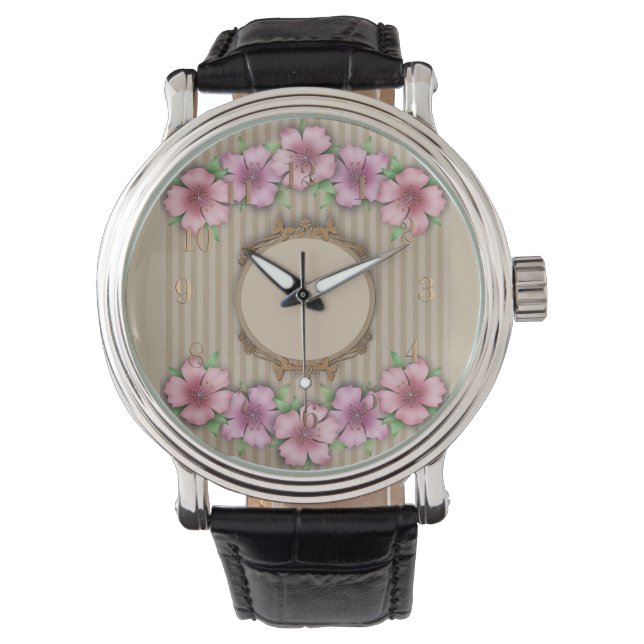 Retro, floral pattern watch (Front)