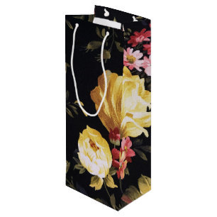 retro floral pattern wine gift bag