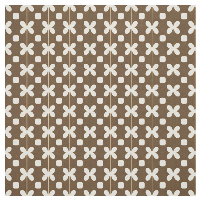 Retro Floral Pattern with Brown and Beige Fabric (Swatch)