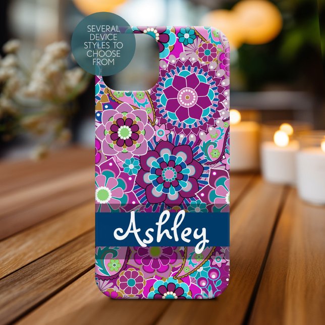 Retro Floral Pattern with Name (Personalized Phone Case)