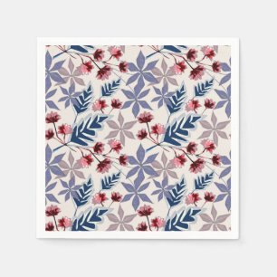 Retro floral pattern with pink, burgundy flowers napkin