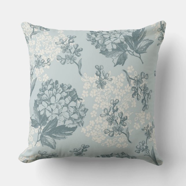 Retro floral pattern with viburnum flowers cushion (Front)