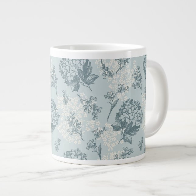 Retro floral pattern with viburnum flowers large coffee mug (Front Right)