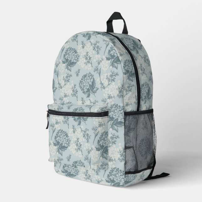 Retro floral pattern with viburnum flowers printed backpack (Back Corner Right)