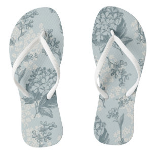 Retro floral pattern with viburnum flowers thongs