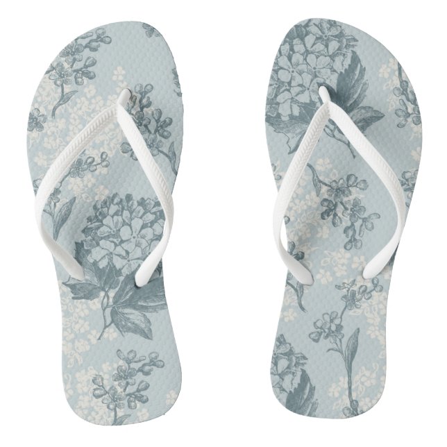 Retro floral pattern with viburnum flowers thongs (Footbed)