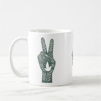 Retro Floral Peace Sign & Dove Art  Botanical Sun