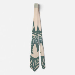 Retro Floral Peace Sign & Dove Art  Botanical Sun Tie