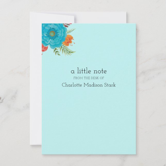 Retro Floral Personalised Note Cards Stationery (Front)