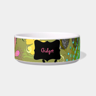 Retro Floral Personalised Pet Bowls