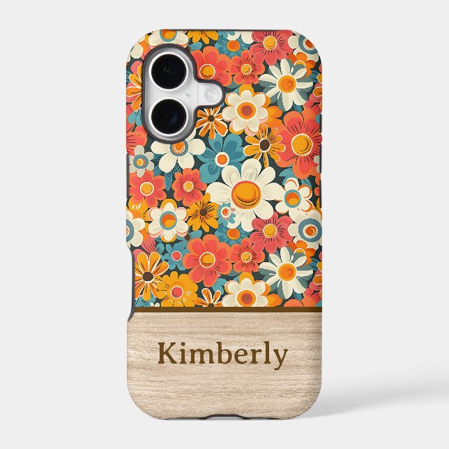Retro Floral Phone Case with Name (Back)