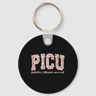 Retro Floral Picu Nurse Flower Paediatrics Icu Nur Key Ring