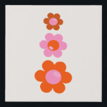 Retro Floral Pink Orange Cream Boho Flowers Faux Canvas Print<br><div class="desc">Boho Flowers - Cream White Background - Pink and Orange Flowers.</div>