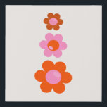 Retro Floral Pink Orange Cream Boho Flowers Faux Canvas Print<br><div class="desc">Boho Flowers - Cream White Background - Pink and Orange Flowers.</div>