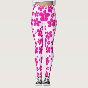 Retro floral pink pattern leggings