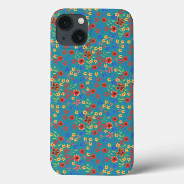 Retro Floral Print on Teal Case-Mate iPad Case (Back)