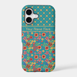 Retro Floral Prints on Teal Custom iPhone 5 Case