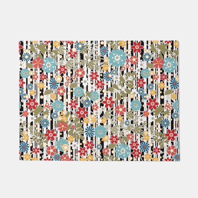 Retro, floral retro doormat (Front)