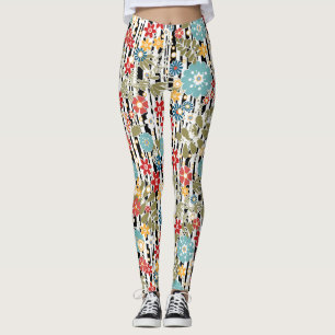 Retro, floral retro leggings