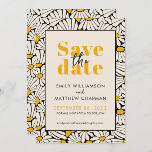 Retro Floral Save the Date wedding announcement