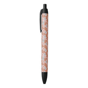 Retro Floral Seamless Pattern Black Ink Pen