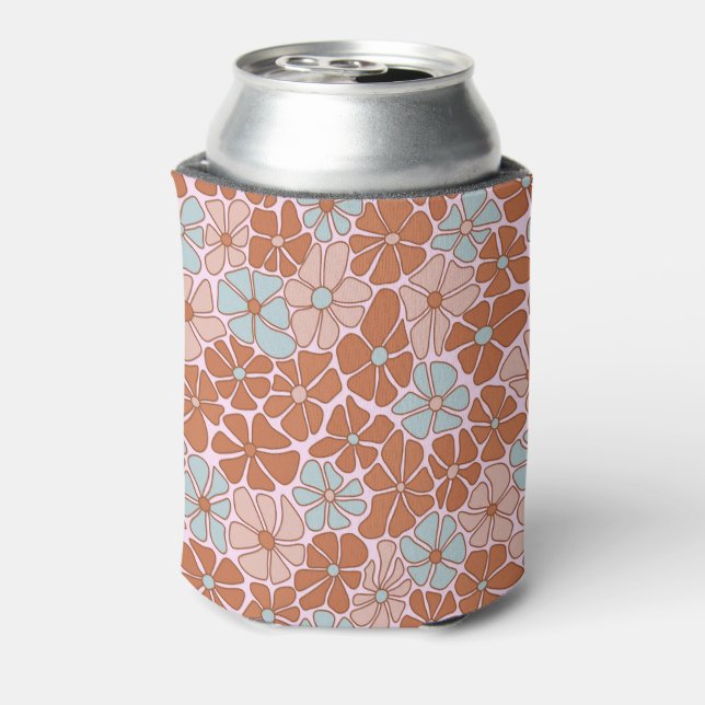 Retro Floral Seamless Pattern Can Cooler (Can Back)