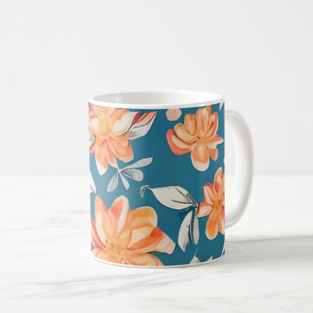 Retro Floral Seamless Pattern  Coffee Mug (Front Right)