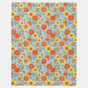 Retro Floral Seamless Pattern Fleece Blanket