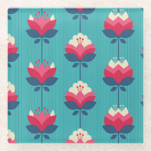 Retro floral seamless pattern. glass coaster