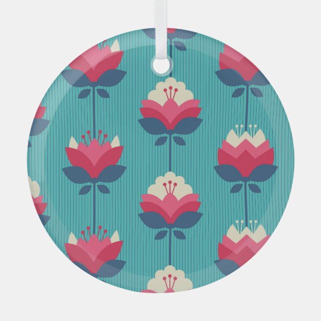 Retro floral seamless pattern. glass tree decoration (Front)