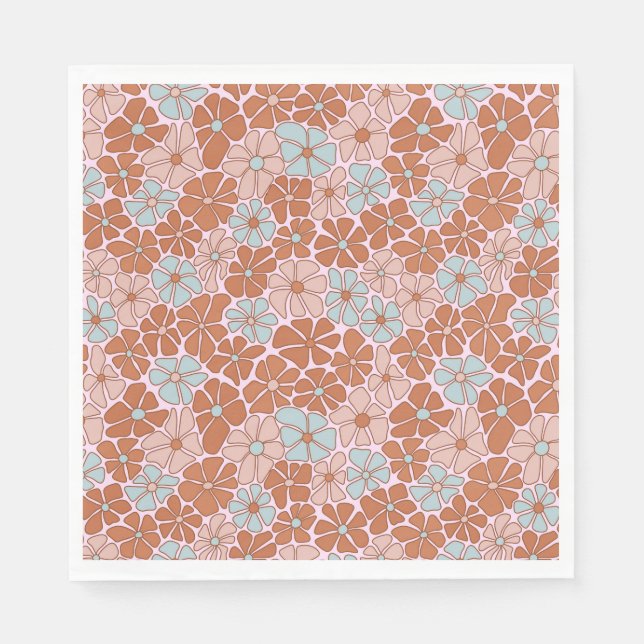 Retro Floral Seamless Pattern Napkin (Front)