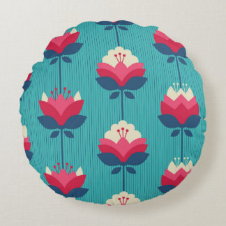Retro floral seamless pattern. round cushion