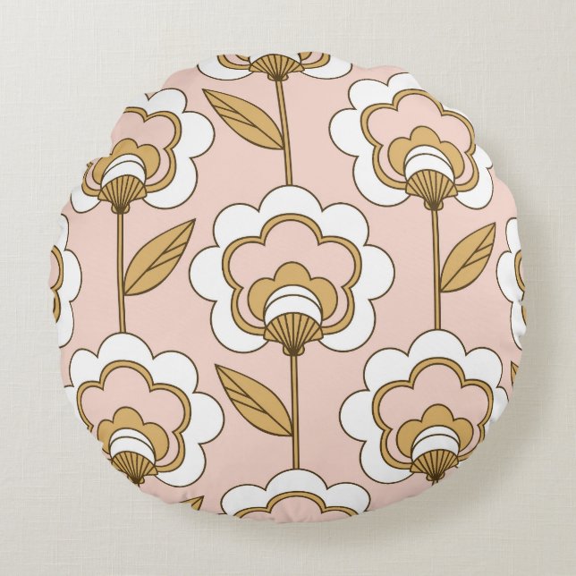 Retro floral: seamless vintage pattern. round cushion (Front)