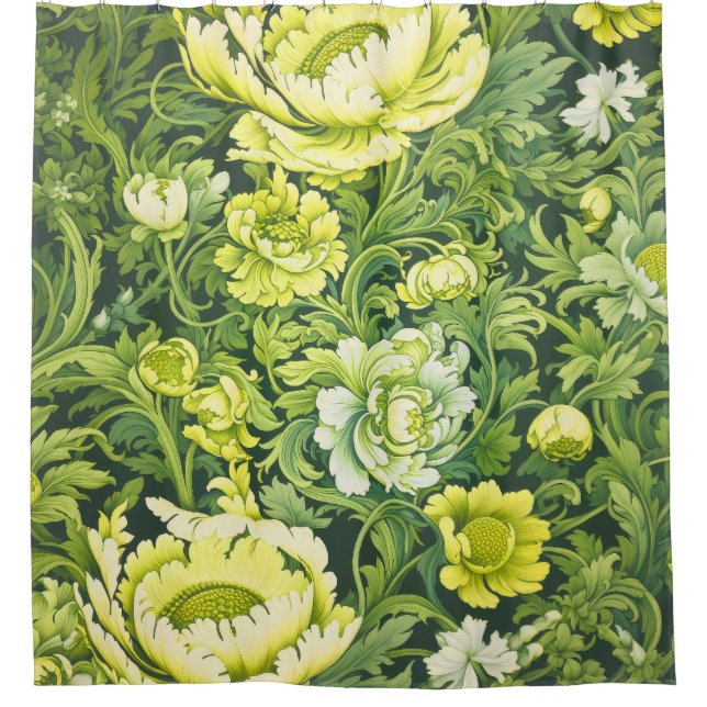 Retro Floral Shower Curtain (Front)