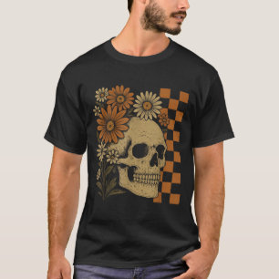 Retro Floral Skeleton Funny Skull Halloween T-Shirt