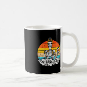 Retro Floral Skeleton Nurse Halloween Scrub Top Fa Coffee Mug
