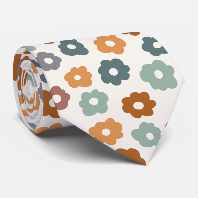 Retro Floral Spring Garden Neck Tie (Rolled)