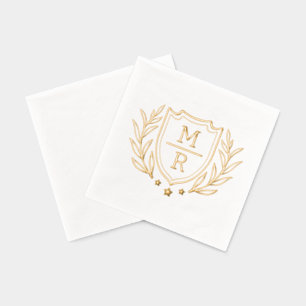 Retro floral style Foil Stamped Napkins. Foil Napkins